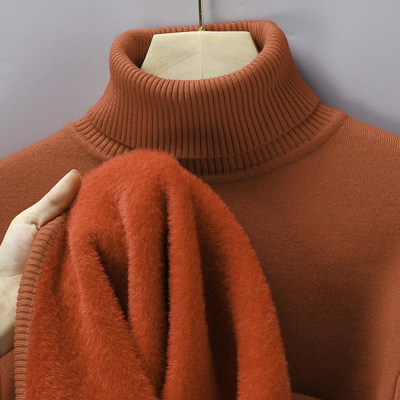 Sweatwear Mens Anti-pilling High Quality Knitted Turtleneck Sweater Slim Fit Long Sleeve Pullover Solid Color Trend Men Clothing - ZOOMNSTORE
