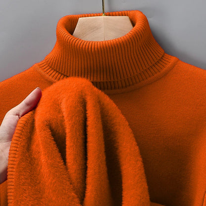 Sweatwear Mens Anti-pilling High Quality Knitted Turtleneck Sweater Slim Fit Long Sleeve Pullover Solid Color Trend Men Clothing - ZOOMNSTORE