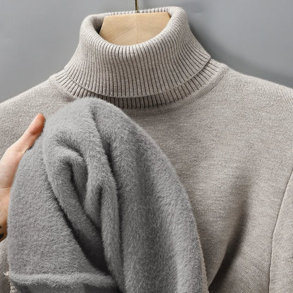 Sweatwear Mens Anti-pilling High Quality Knitted Turtleneck Sweater Slim Fit Long Sleeve Pullover Solid Color Trend Men Clothing - ZOOMNSTORE