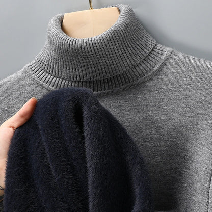 Sweatwear Mens Anti-pilling High Quality Knitted Turtleneck Sweater Slim Fit Long Sleeve Pullover Solid Color Trend Men Clothing - ZOOMNSTORE