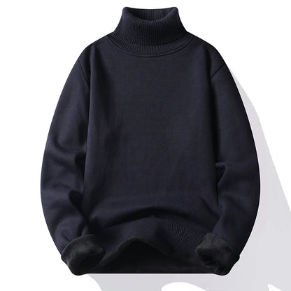 Sweatwear Mens Anti-pilling High Quality Knitted Turtleneck Sweater Slim Fit Long Sleeve Pullover Solid Color Trend Men Clothing - ZOOMNSTORE