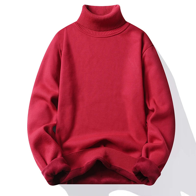 Sweatwear Mens Anti-pilling High Quality Knitted Turtleneck Sweater Slim Fit Long Sleeve Pullover Solid Color Trend Men Clothing - ZOOMNSTORE