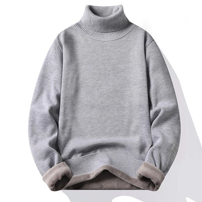 Sweatwear Mens Anti-pilling High Quality Knitted Turtleneck Sweater Slim Fit Long Sleeve Pullover Solid Color Trend Men Clothing - ZOOMNSTORE