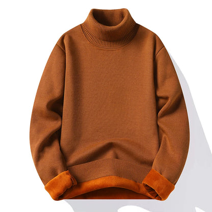 Sweatwear Mens Anti-pilling High Quality Knitted Turtleneck Sweater Slim Fit Long Sleeve Pullover Solid Color Trend Men Clothing - ZOOMNSTORE