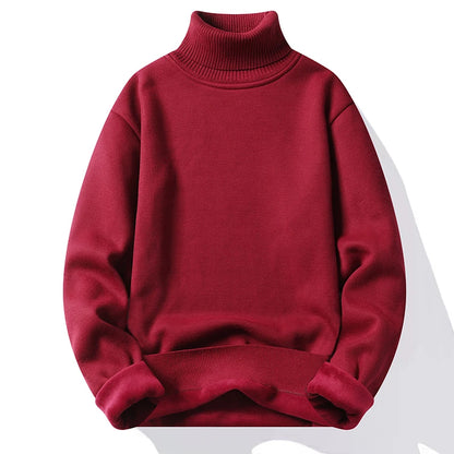 Sweatwear Mens Anti-pilling High Quality Knitted Turtleneck Sweater Slim Fit Long Sleeve Pullover Solid Color Trend Men Clothing - ZOOMNSTORE