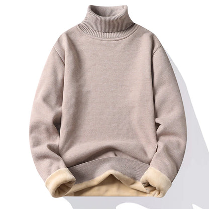 Sweatwear Mens Anti-pilling High Quality Knitted Turtleneck Sweater Slim Fit Long Sleeve Pullover Solid Color Trend Men Clothing - ZOOMNSTORE