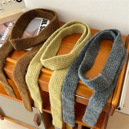 Korean Knitted Wool Scarf - Solid Color Imitation Cashmere Mohair for Women - ZOOMNSTORE