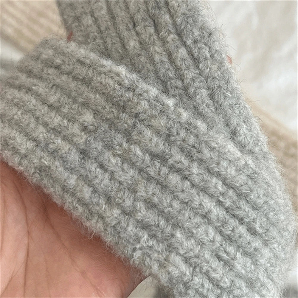 Korean Knitted Wool Scarf - Solid Color Imitation Cashmere Mohair for Women - ZOOMNSTORE