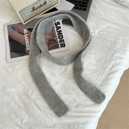 Korean Knitted Wool Scarf - Solid Color Imitation Cashmere Mohair for Women - ZOOMNSTORE