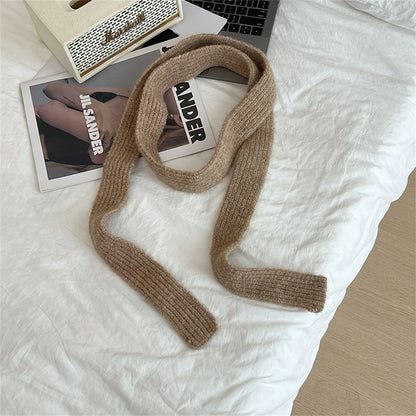 Korean Knitted Wool Scarf - Solid Color Imitation Cashmere Mohair for Women - ZOOMNSTORE