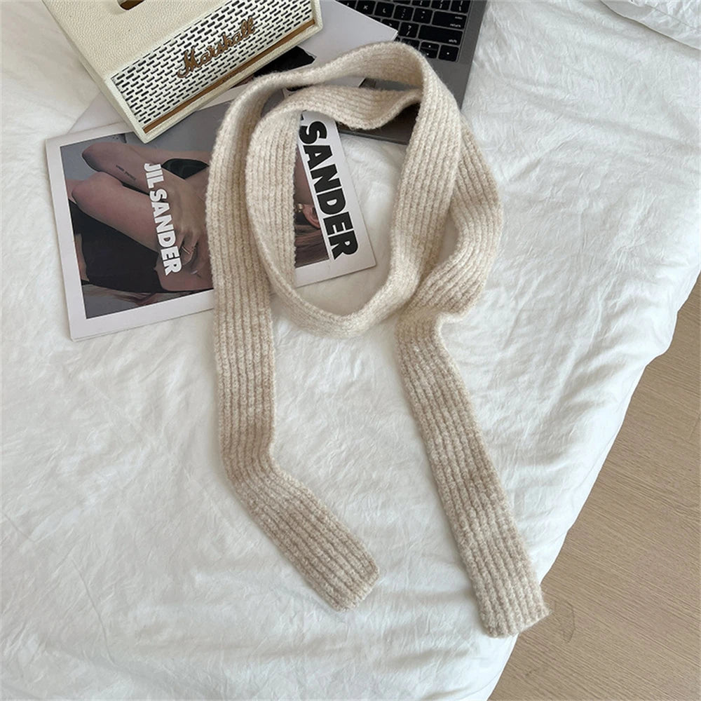 Korean Knitted Wool Scarf - Solid Color Imitation Cashmere Mohair for Women - ZOOMNSTORE