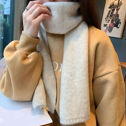 Warm Thick Knitting Scarf for Women - Solid Color Thermal Neck Wrap - ZOOMNSTORE