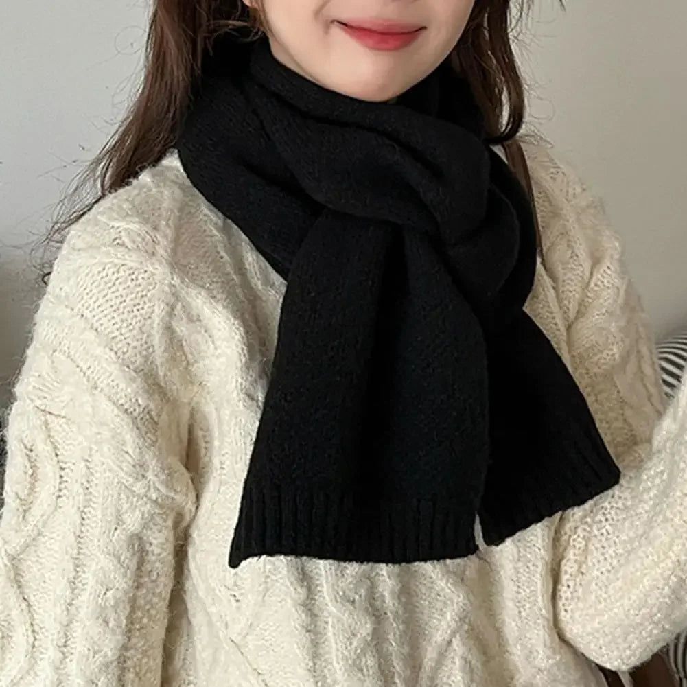 Warm Thick Knitting Scarf for Women - Solid Color Thermal Neck Wrap - ZOOMNSTORE