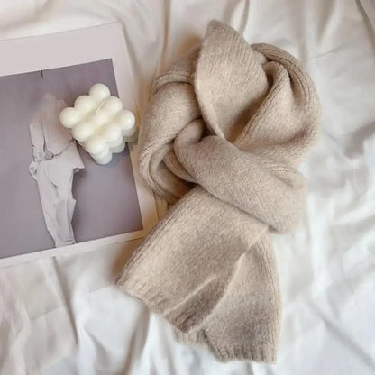 Warm Thick Knitting Scarf for Women - Solid Color Thermal Neck Wrap - ZOOMNSTORE