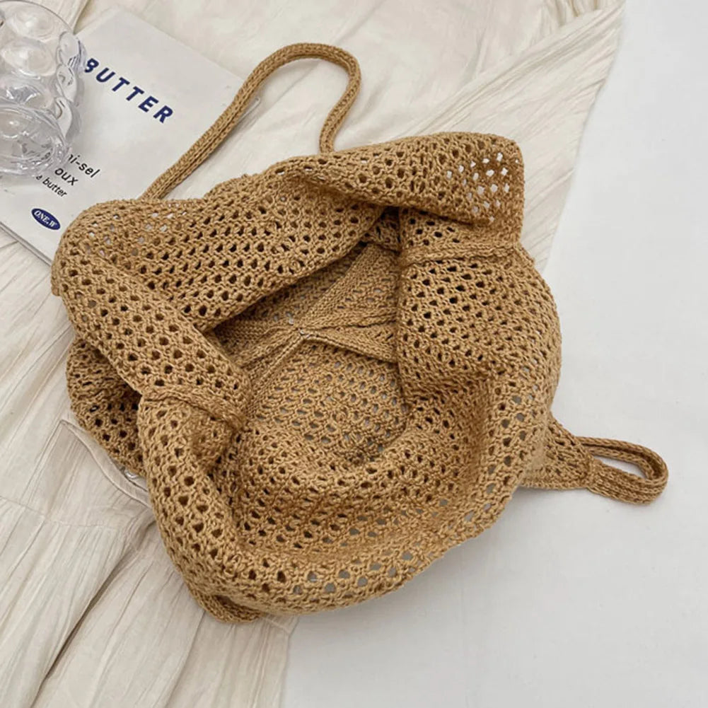 Large Capacity Knitting Shoulder Bag - Solid Crochet Tote  Hobo Beach Bag - ZOOMNSTORE
