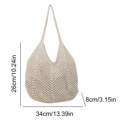 Large Capacity Knitting Shoulder Bag - Solid Crochet Tote  Hobo Beach Bag - ZOOMNSTORE