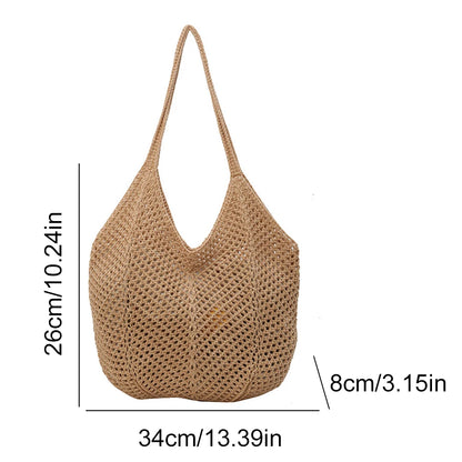 Large Capacity Knitting Shoulder Bag - Solid Crochet Tote  Hobo Beach Bag - ZOOMNSTORE