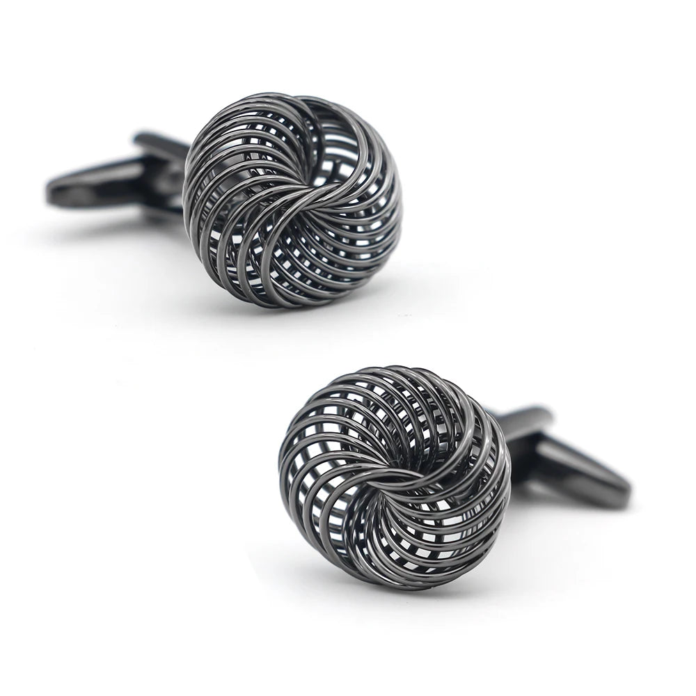Brass Knot Cuff Links - Woven Ball Design for Mens Wedding Fashion - ZOOMNSTORE