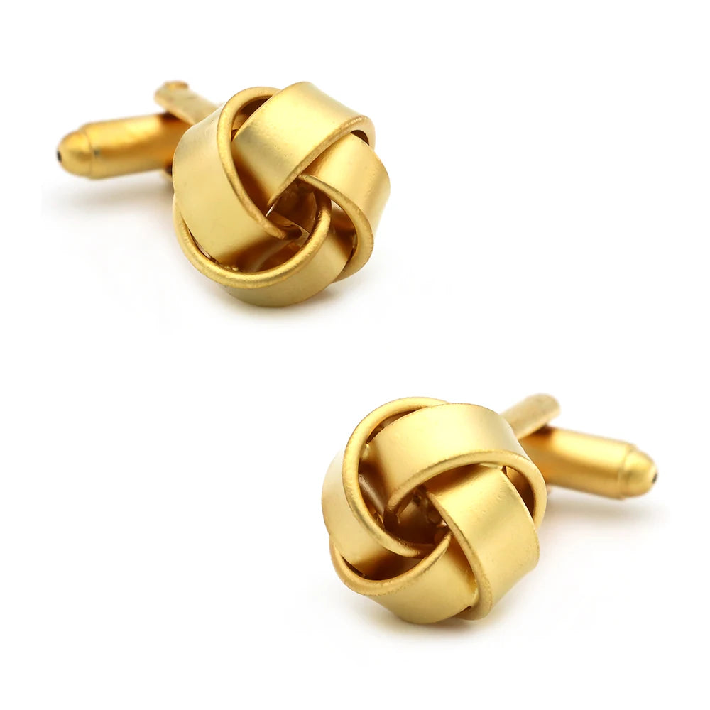 Brass Knot Cuff Links - Woven Ball Design for Mens Wedding Fashion - ZOOMNSTORE