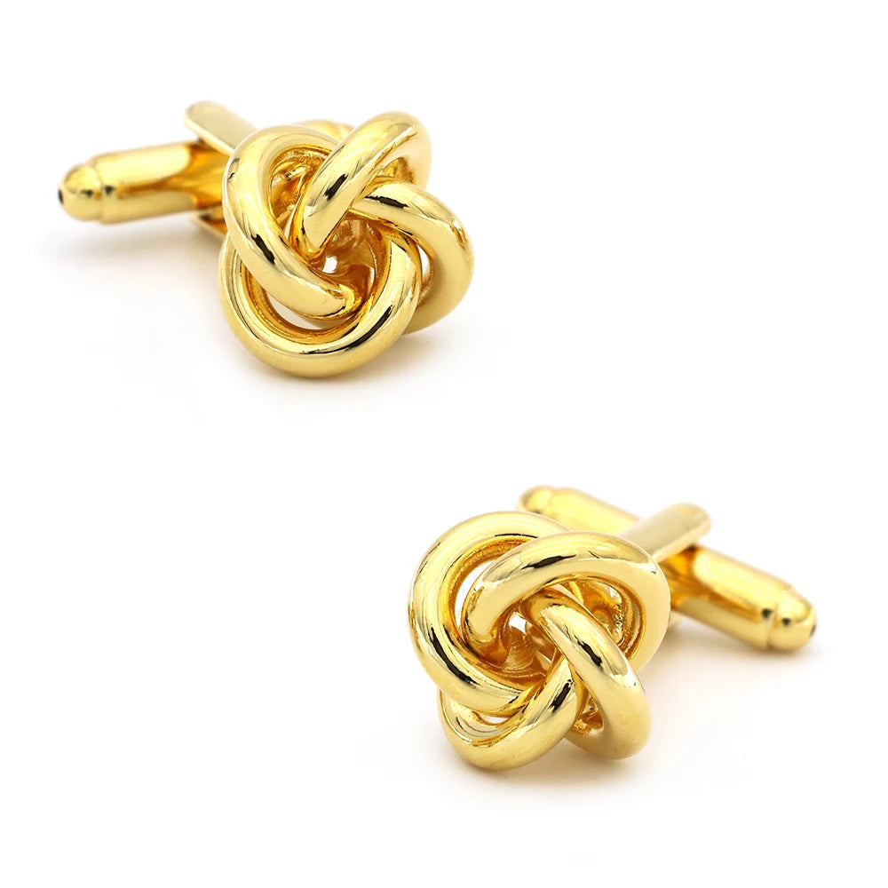 Brass Knot Cuff Links - Woven Ball Design for Mens Wedding Fashion - ZOOMNSTORE