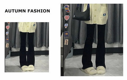 Korean Black Flare Jeans Women Vintage Y2K Denim Pants High Waist Slim Fit Stretch Tall and Thin Casual Solid Lady Trousers - ZOOMNSTORE