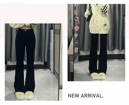 Korean Black Flare Jeans Women Vintage Y2K Denim Pants High Waist Slim Fit Stretch Tall and Thin Casual Solid Lady Trousers - ZOOMNSTORE