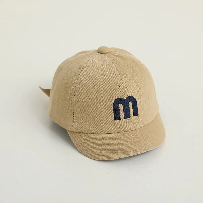 Korean Letter Embroidered Baby Cap Summer Toddler Boys Girls Cotton Baseball Caps Solid Color Kids Adjustable Peaked Hat - ZOOMNSTORE