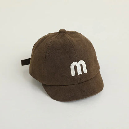 Korean Letter Embroidered Baby Cap Summer Toddler Boys Girls Cotton Baseball Caps Solid Color Kids Adjustable Peaked Hat - ZOOMNSTORE