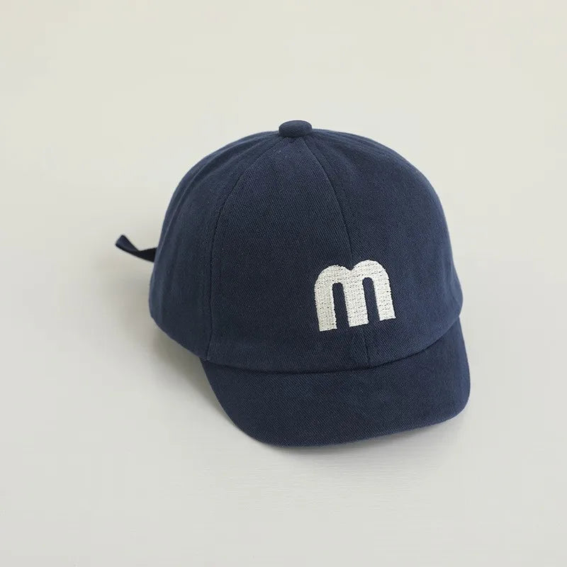 Korean Letter Embroidered Baby Cap Summer Toddler Boys Girls Cotton Baseball Caps Solid Color Kids Adjustable Peaked Hat - ZOOMNSTORE