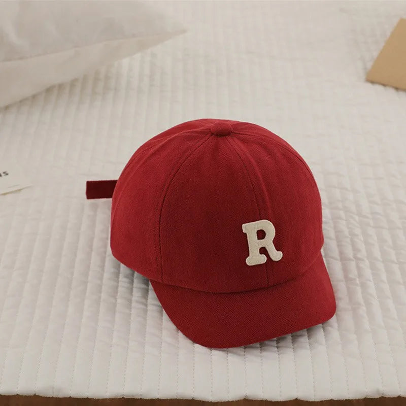 Korean Letter Embroidered Baby Cap Summer Toddler Boys Girls Cotton Baseball Caps Solid Color Kids Adjustable Peaked Hat - ZOOMNSTORE