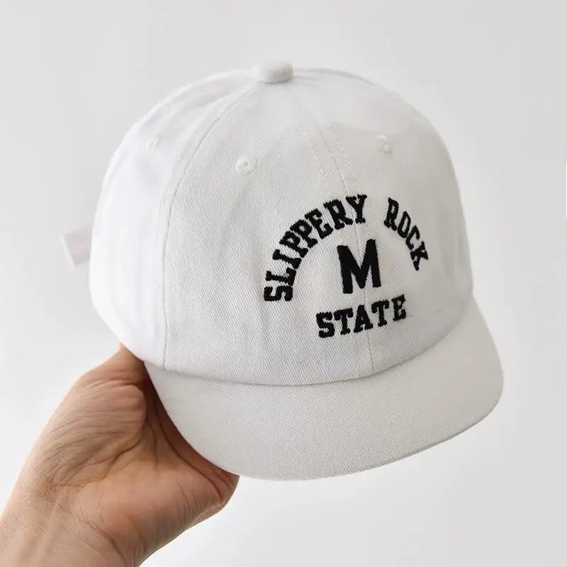 Korean Letter Embroidered Baby Cap Summer Toddler Boys Girls Cotton Baseball Caps Solid Color Kids Adjustable Peaked Hat - ZOOMNSTORE