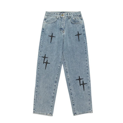 Korean Fashion Baggy Wide Leg Jeans - Mens Casual Loose Denim Pants - ZOOMNSTORE