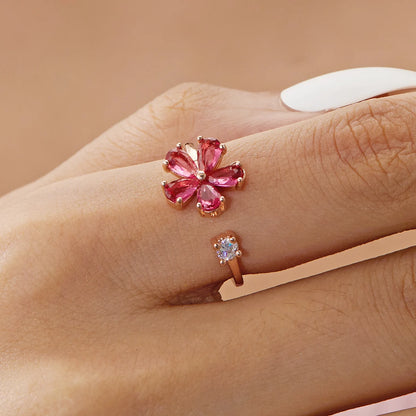 Korean Delicate Flowers Rings for Women Girls Temperament Micro-inlaid Crystal Zircon Finger Rings Party Jewelry Accessories - ZOOMNSTORE
