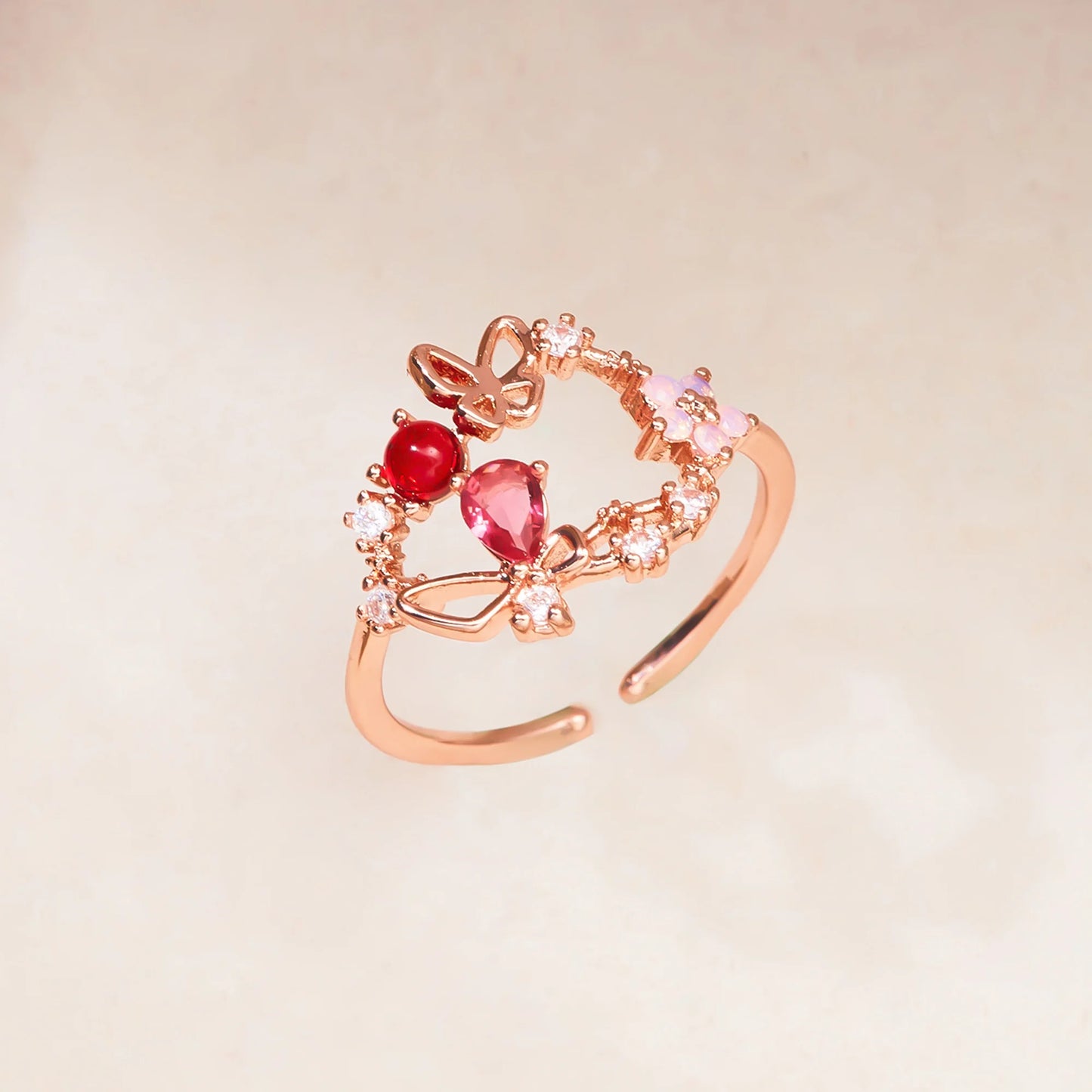 Korean Delicate Flowers Rings for Women Girls Temperament Micro-inlaid Crystal Zircon Finger Rings Party Jewelry Accessories - ZOOMNSTORE