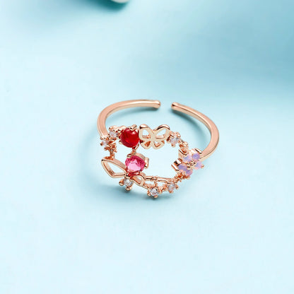Korean Delicate Flowers Rings for Women Girls Temperament Micro-inlaid Crystal Zircon Finger Rings Party Jewelry Accessories - ZOOMNSTORE