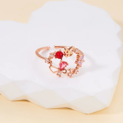 Korean Delicate Flowers Rings for Women Girls Temperament Micro-inlaid Crystal Zircon Finger Rings Party Jewelry Accessories - ZOOMNSTORE