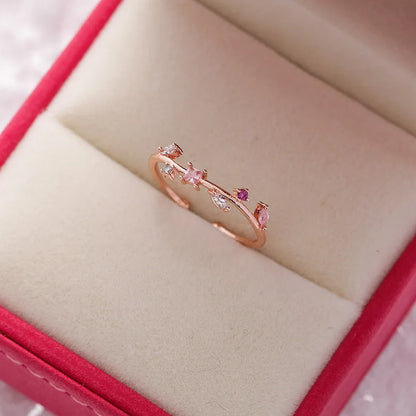 Korean Delicate Flowers Rings for Women Girls Temperament Micro-inlaid Crystal Zircon Finger Rings Party Jewelry Accessories - ZOOMNSTORE