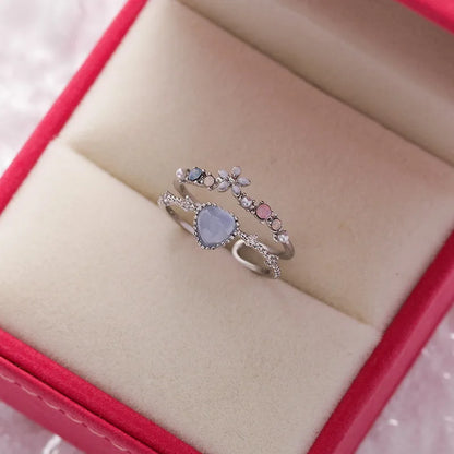 Korean Delicate Flowers Rings for Women Girls Temperament Micro-inlaid Crystal Zircon Finger Rings Party Jewelry Accessories - ZOOMNSTORE