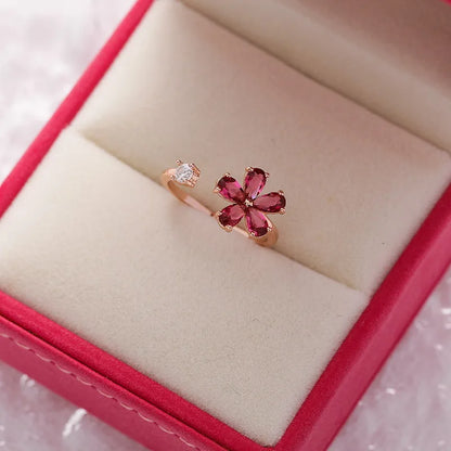 Korean Delicate Flowers Rings for Women Girls Temperament Micro-inlaid Crystal Zircon Finger Rings Party Jewelry Accessories - ZOOMNSTORE