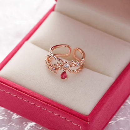 Korean Delicate Flowers Rings for Women Girls Temperament Micro-inlaid Crystal Zircon Finger Rings Party Jewelry Accessories - ZOOMNSTORE