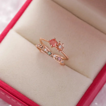 Korean Delicate Flowers Rings for Women Girls Temperament Micro-inlaid Crystal Zircon Finger Rings Party Jewelry Accessories - ZOOMNSTORE