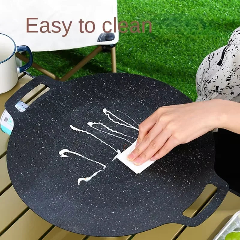 Korean Round Grill Pan - Non Stick Maifan Stone Barbecue Roasting Pan 38cm - ZOOMNSTORE