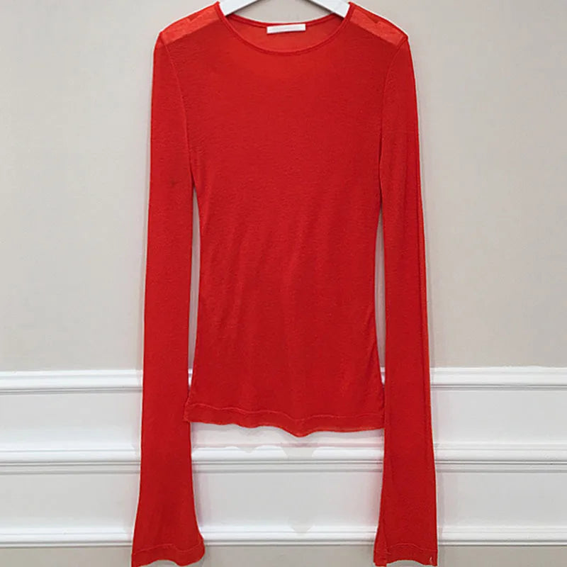 Korean Style Long Sleeve T-Shirt - Slim Fit Womens Top - ZOOMNSTORE