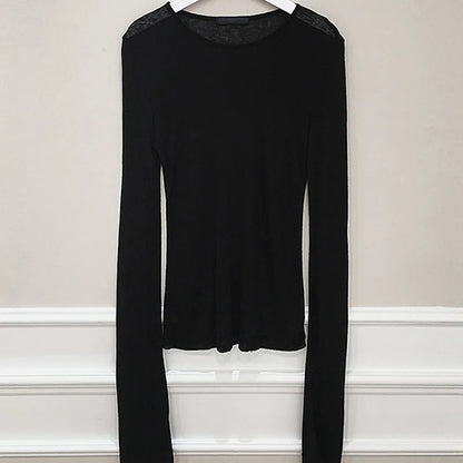 Korean Style Long Sleeve T-Shirt - Slim Fit Womens Top - ZOOMNSTORE