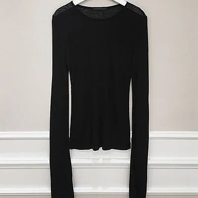 Korean Style Long Sleeve T-Shirt - Slim Fit Womens Top - ZOOMNSTORE