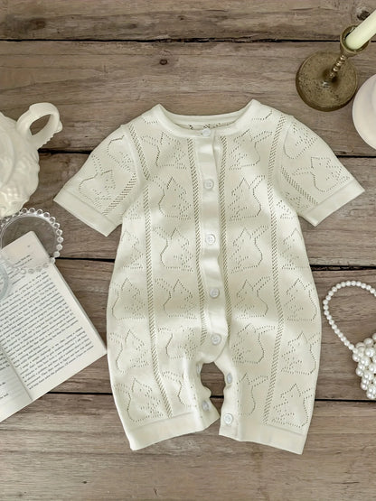 Korean Style Spring and Autumn Clothes Baby Knitted Jumpsuit Super Cute Little Hedgehog 100-Day Knitted Crawling Suit for Going Out - ZOOMNSTORE