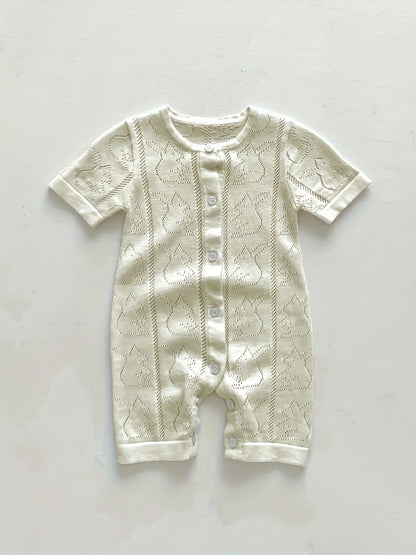 Korean Style Spring and Autumn Clothes Baby Knitted Jumpsuit Super Cute Little Hedgehog 100-Day Knitted Crawling Suit for Going Out - ZOOMNSTORE