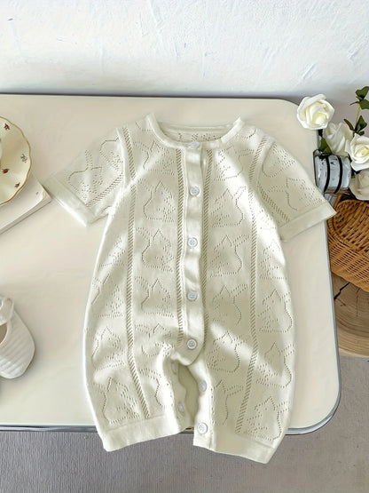 Korean Style Spring and Autumn Clothes Baby Knitted Jumpsuit Super Cute Little Hedgehog 100-Day Knitted Crawling Suit for Going Out - ZOOMNSTORE