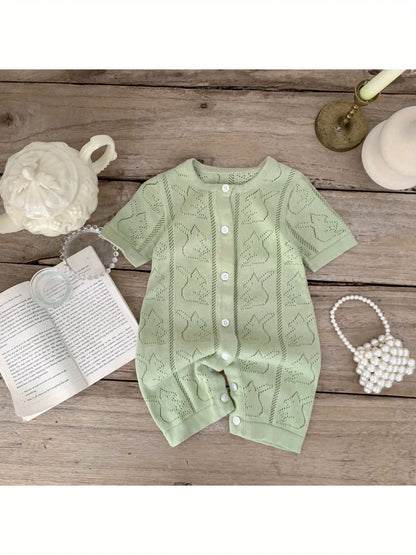 Korean Style Spring and Autumn Clothes Baby Knitted Jumpsuit Super Cute Little Hedgehog 100-Day Knitted Crawling Suit for Going Out - ZOOMNSTORE