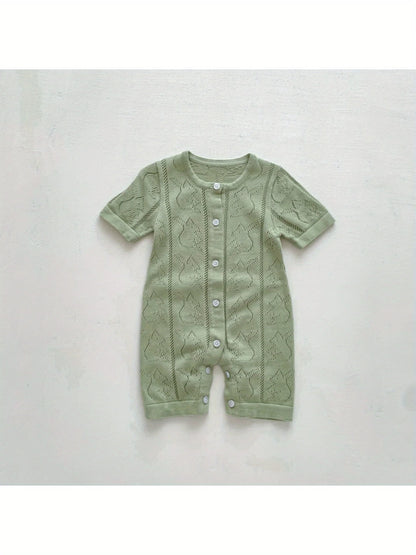 Korean Style Spring and Autumn Clothes Baby Knitted Jumpsuit Super Cute Little Hedgehog 100-Day Knitted Crawling Suit for Going Out - ZOOMNSTORE